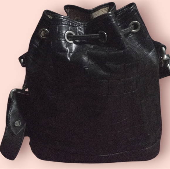 (Vintage/Rare) DOONEY & BOURKE® "Bayou Collection" Drawstring Bucket Bag - Black - Picture 5 of 7